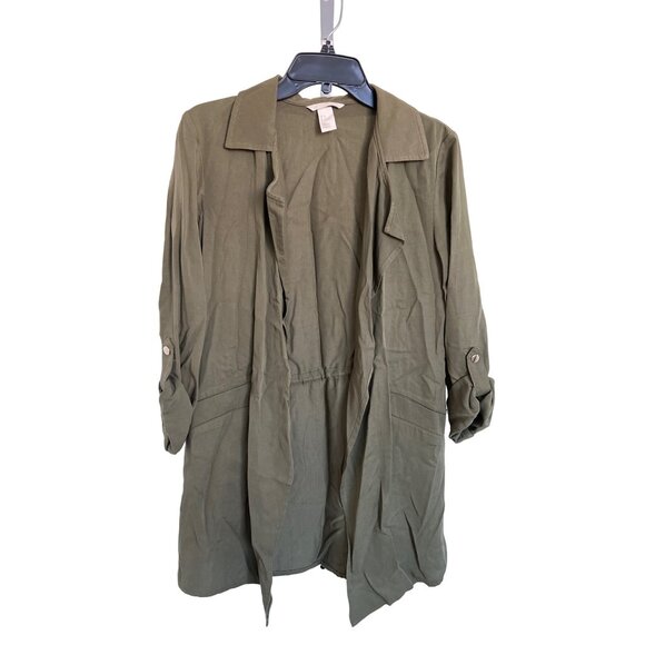 H&M Hunter Green Lyocell Duster Jacket - Picture 1 of 5